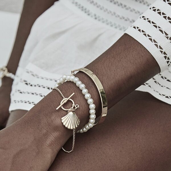 

Faux Pearl & Shell Detail Bracelet 3pcs