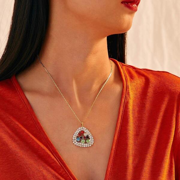 

Rhinestone Engraved Geometric Earrings & Necklace 3pcs
