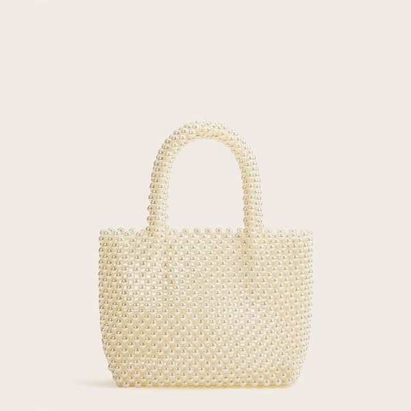 

Faux Pearl Beaded Tote Bag
