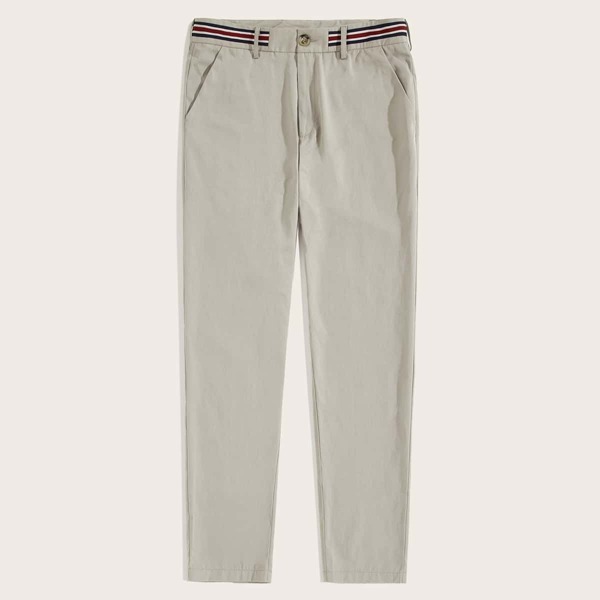 

Men Striped Waist Cigarette Pants, Grey