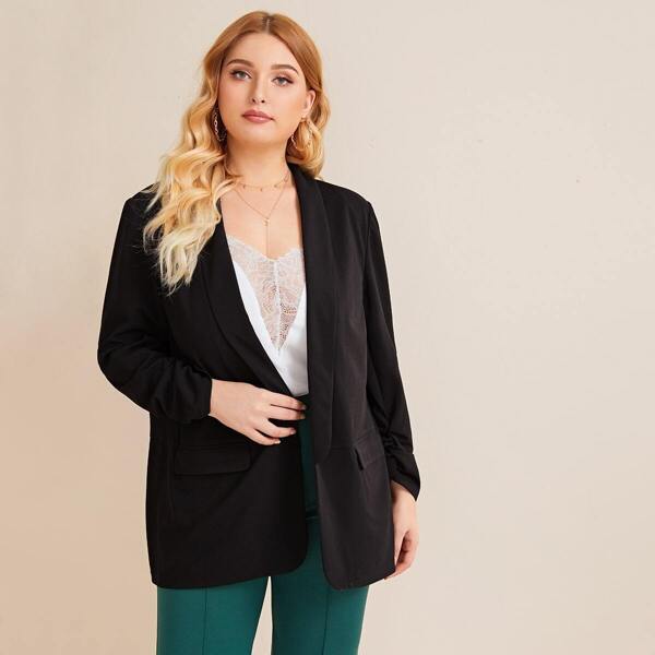 

Plus Shawl Collar Blazer, Black