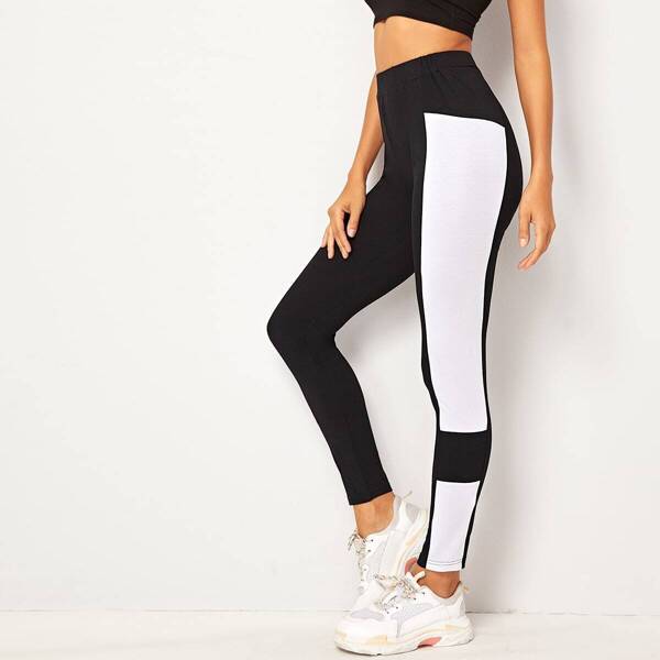 

Cut And Sew Skinny Leggings, Black and white