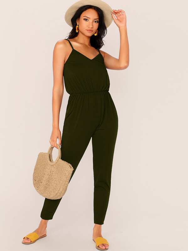 

Solid Slip Jumpsuit, Army green, Ella M