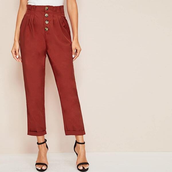 

Paperbag Waist Button Front Pants