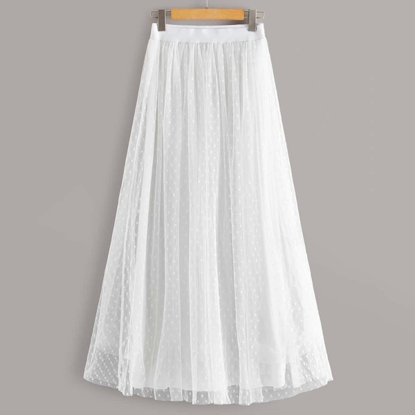 

High Waist Dot Mesh Skirt