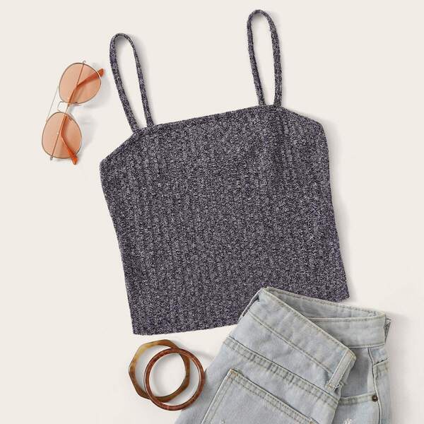 

Rib-knit Marled Cami Top, Blue