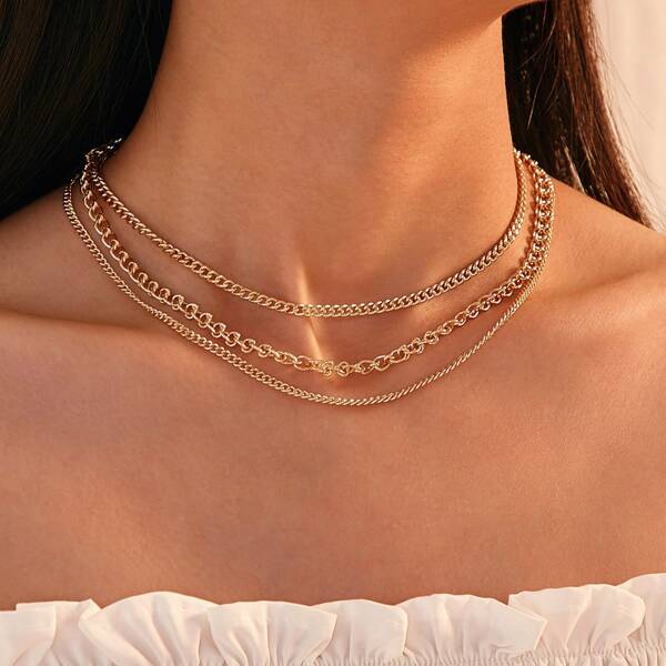 

Multi Layered Chain Necklace 1pc, Gold