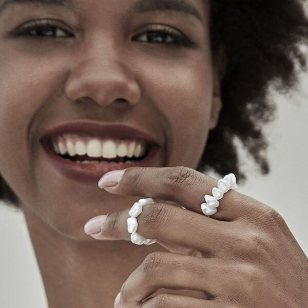 

Faux Pearl Beaded Ring 2pcs