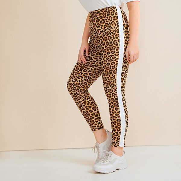 

Plus Leopard Contrast Sideseam Leggings