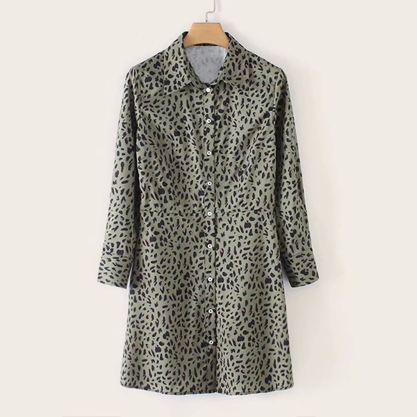 

Leopard Print Button Through Shirt Dress