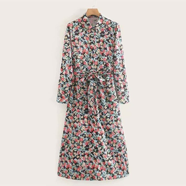 

Ditsy Floral Print Belted Dress