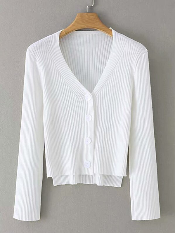 

Dip Hem Button Through Cardigan, White