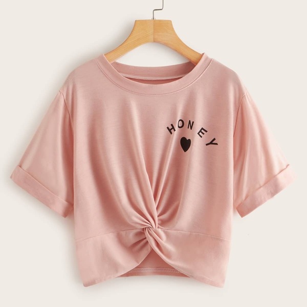 

Twist Hem Letter Graphic Tee