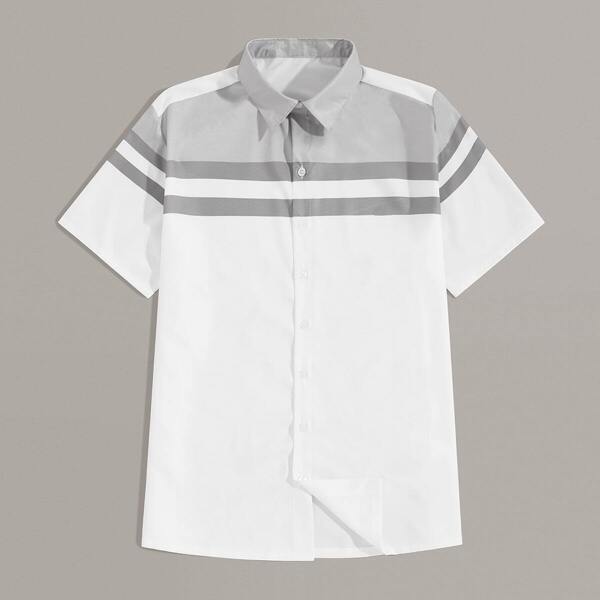 

Men Colorblock Button Front Shirt