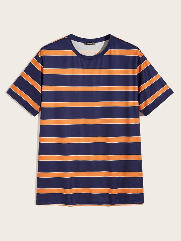 

Men Two Tone Striped Tee, Navy