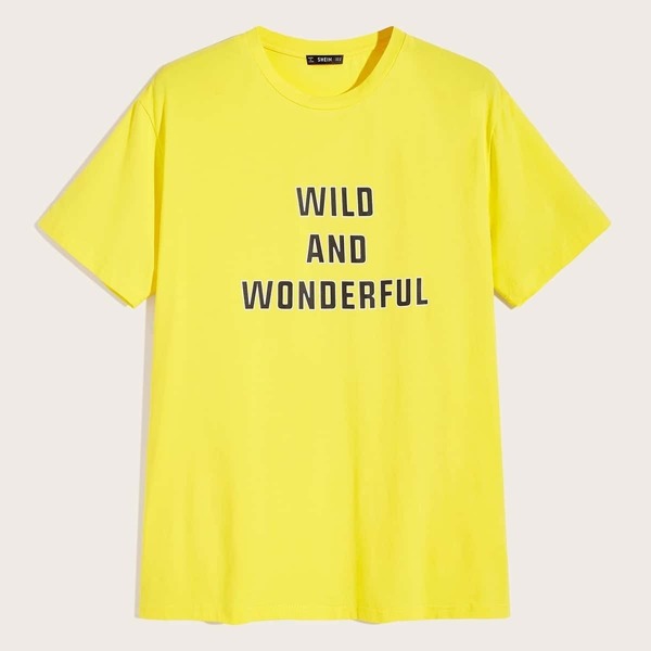 

Men Slogan Print Tee, Yellow bright