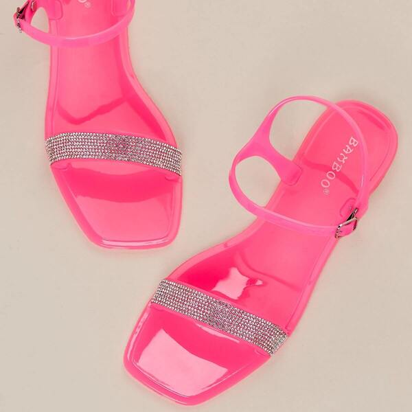 

Diamante Band Buckled Ankle Neon Sandals
