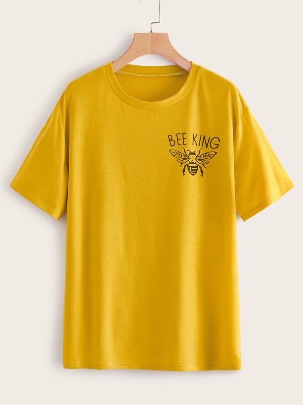 

Letter & Bee Print Tee, Yellow