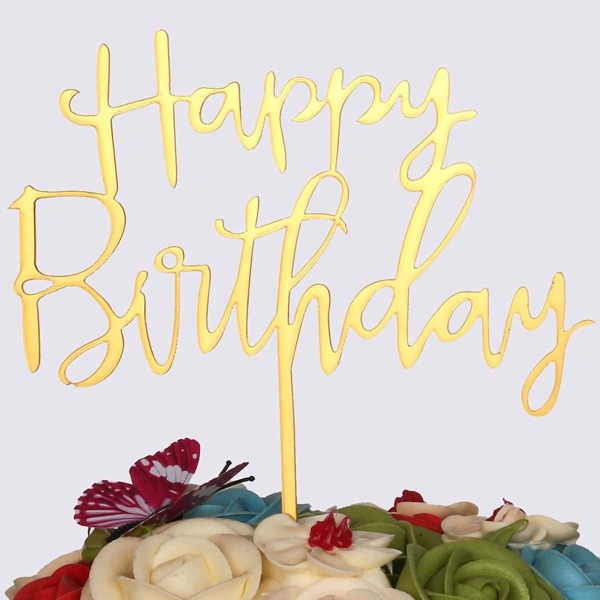 

Decorative Birthday Cake Topper 1pc, Gold