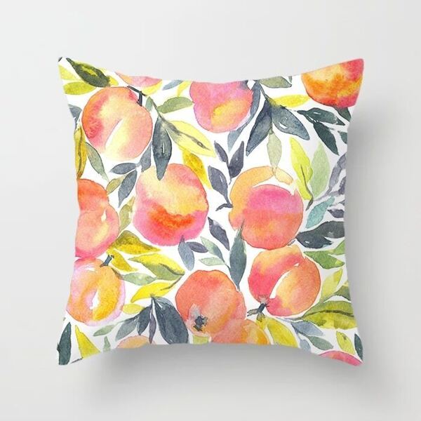 

Watercolor Peach Print Cushion Cover