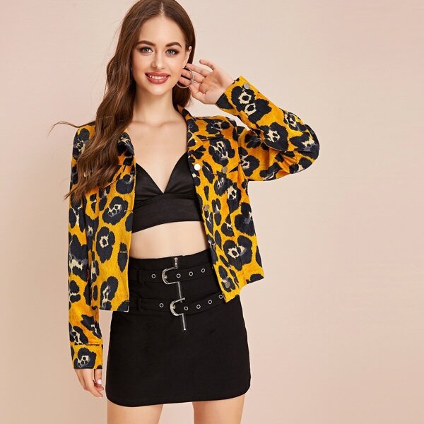 

Leopard Print Corduroy Jacket