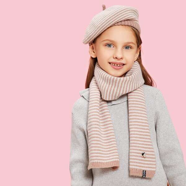

Kids Striped Beanie Hat & Scarf