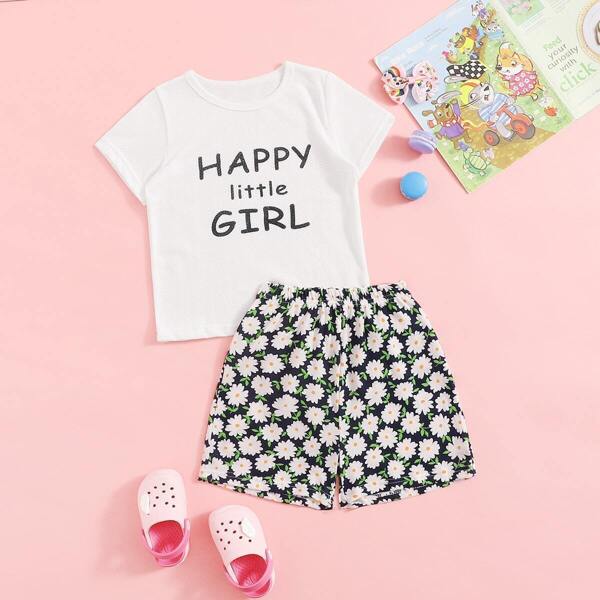 

Toddler Girls Daisy & Letter Graphic Pajama Set, Multicolor