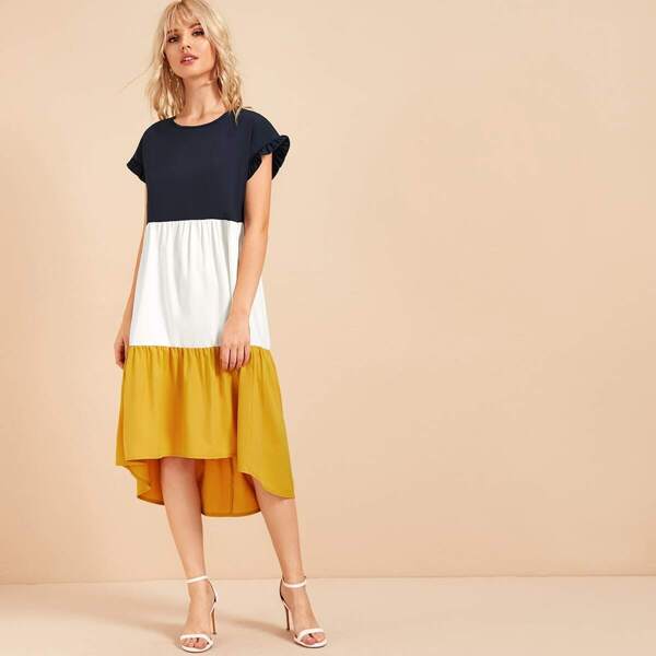 

Cut And Sew Frill Trim Dress