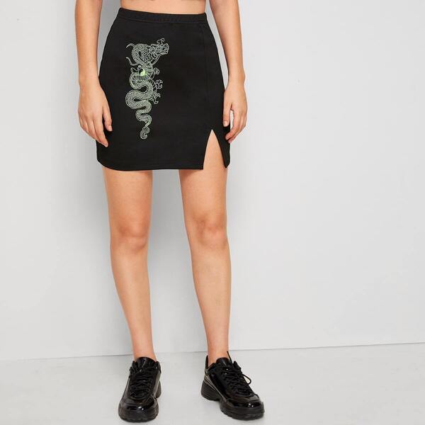 

Animal Print Split Skirt