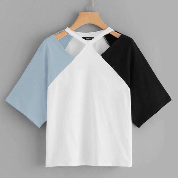 

Plus Cut Out Front Colorblock Tee