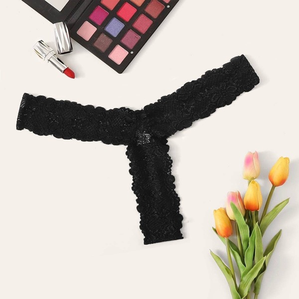 

Plus Floral Lace High Cut Panty, Black