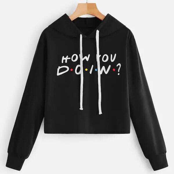 

Plus Slogan Graphic Hoodie Sweatshirt, Black