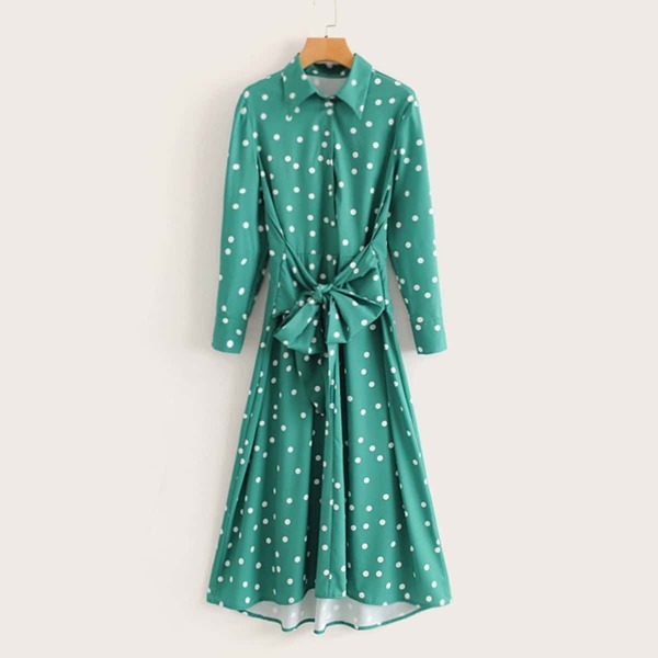 

Tie Front Polka Dot Shirt Dress
