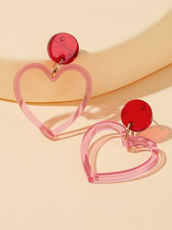 

Heart Drop Earrings 1pair, Multicolor