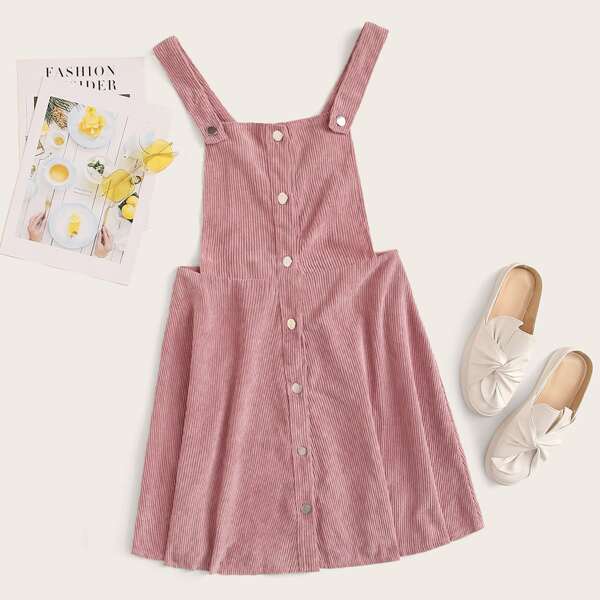 

Button Front Corduroy Pinafore Dress