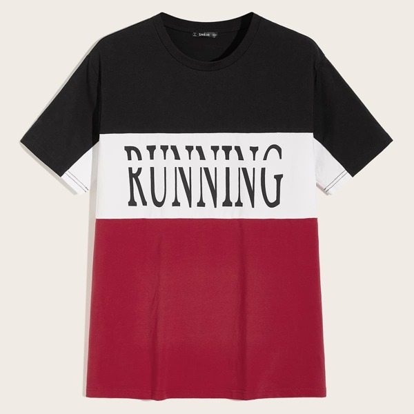 

Men Letter Graphic Colorblock Tee, Multicolor