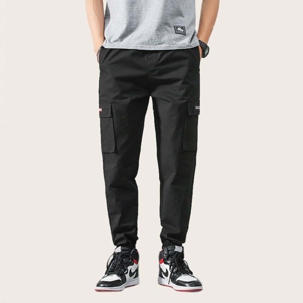 

Men Patched Double Pocket Pants