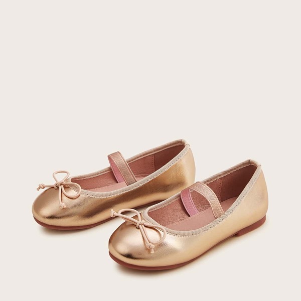 

Toddler Girls Metallic Bow Decor Flats