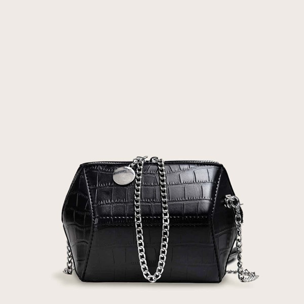 

Croc Embossed Crossbody Bag With Chain