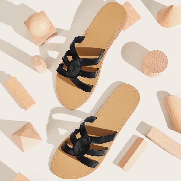 

Cross Strap Open Toe Flat Sliders