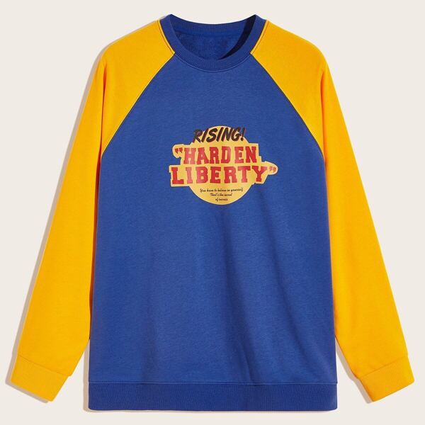 

Men Contrast Raglan Sleeve Letter Print Sweatshirt