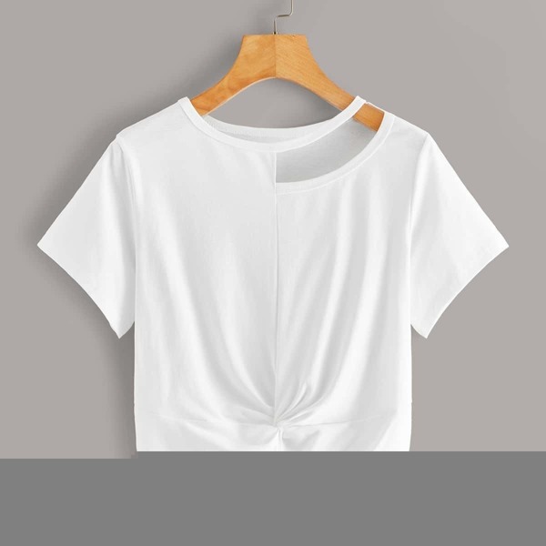 

Twist Hem Cut Out Neck Tee
