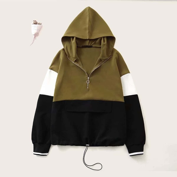 

Colorblock Zip Half Hooded Sweatshirt, Multicolor