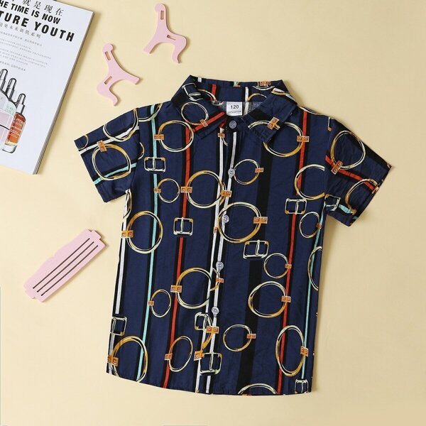 

Boys Chain Print Shirt, Navy