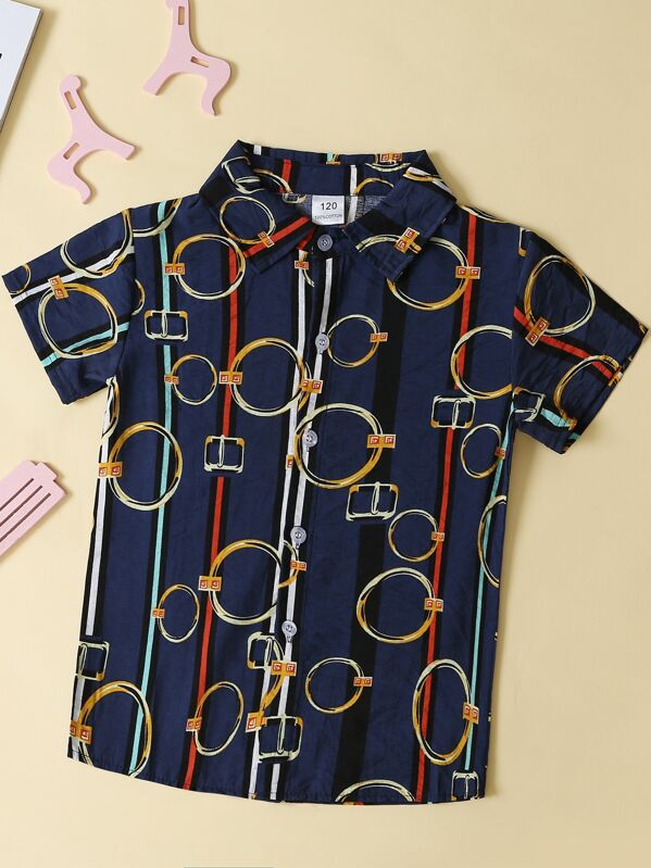 

Boys Chain Print Shirt, Navy