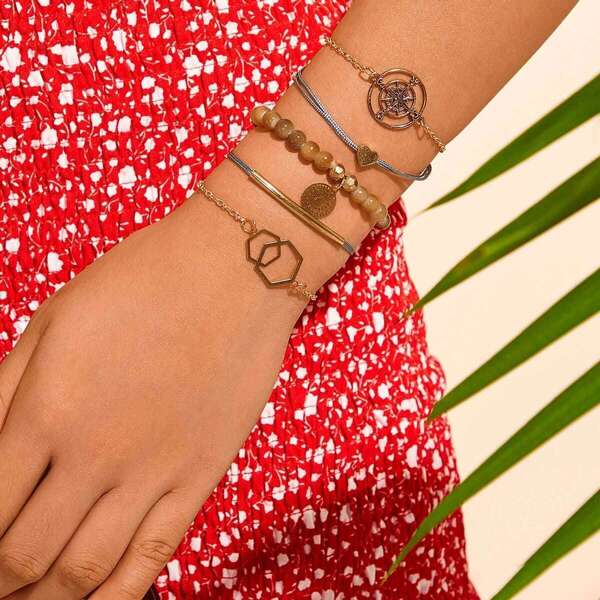

Bar & Infinity Decor Bracelet Set 5pcs