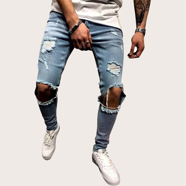 

Men Ripped Skinny Jeans, Blue