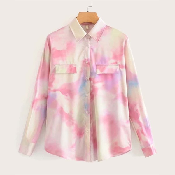 

Tie Dye Curved Hem Blouse