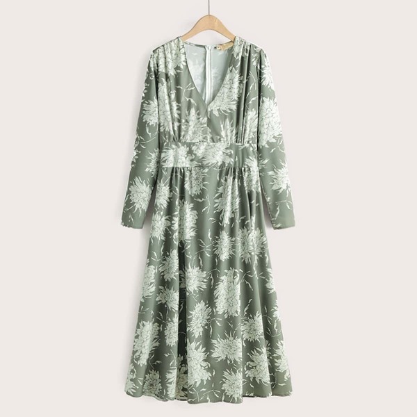 

V-Neck Floral Print Zip Back Dress