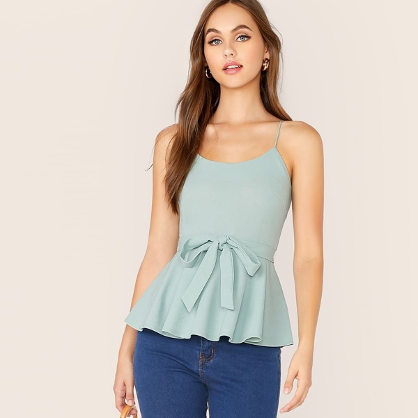 

Self Belted Peplum Cami Top